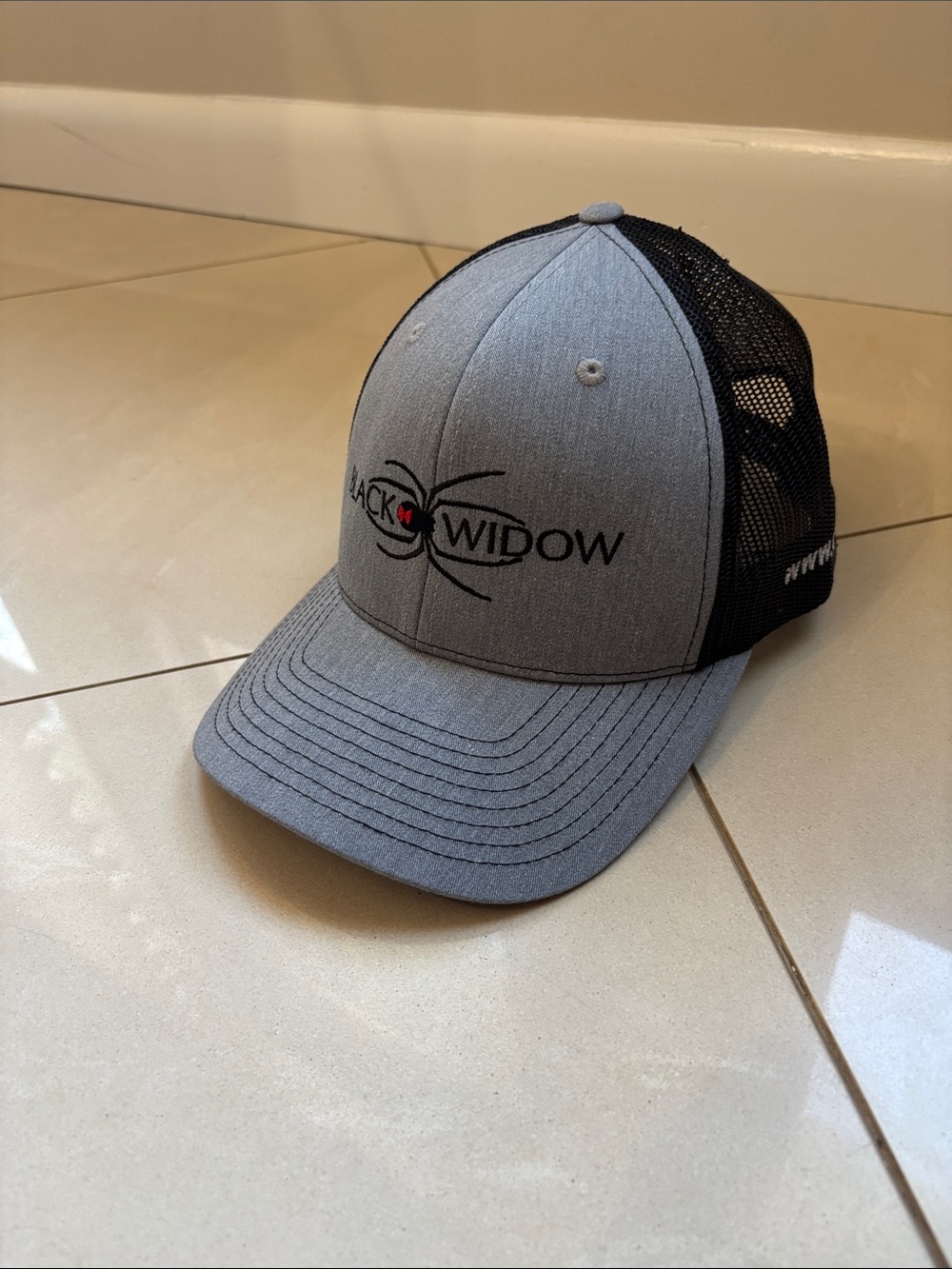 Black Widow Grey and Black Trucker Cap Baseball Hat